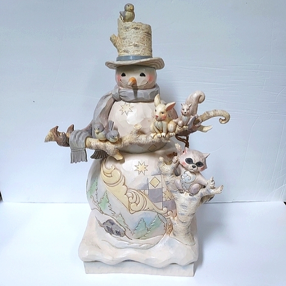 Jim Shore Rare White Woodland Snowman Large 19” Statue 4058733 Indoor Outdoor - Picture 2 of 16